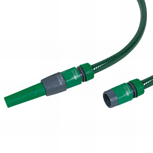 Batterie tuyau ACQUAPRO guipé vert translucide 15 m D. 15 mm + 4 raccords et lance - PRB4TG15V15 - Ribiland