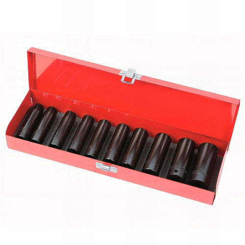 Coffret 10 douilles longues à choc CR.V 1/2" Ht. 78 mm, 11/12/13/14/16/17/19/21/22/24 mm - PRCCDC10LG - Ribitech