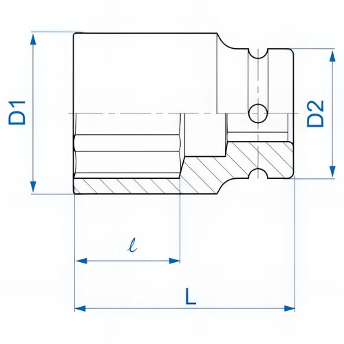 Douille à choc longue métrique 6 pans 1" - 1-1/2"