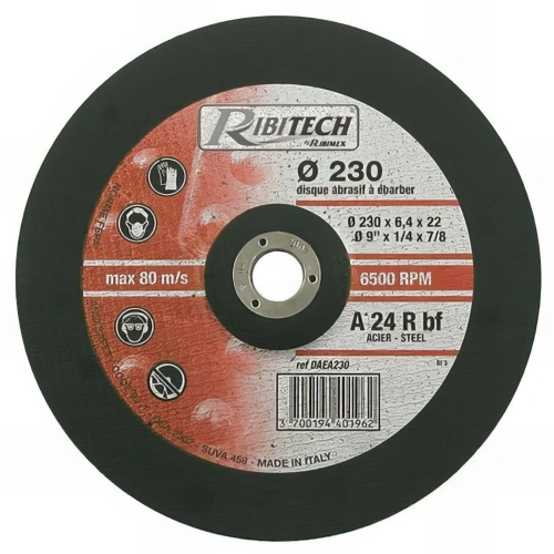 Disque à ébarber l'acier centre déporté diamètre 230 mm Dim. 230 x 6,4 x 22,2 mm - PRDAEA230 - Ribitech