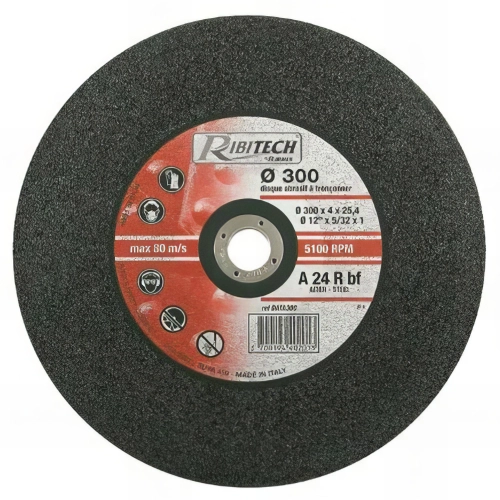 Disque plat à tronçonner l'acier D. 300 x 4 x 25,4 mm - PRDATA300 - Ribitech