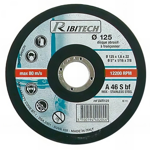 Disque plat à tronçonner l'inox D. 125 x 1,6 x 22,2 mm - PRDATI125 - Ribitech