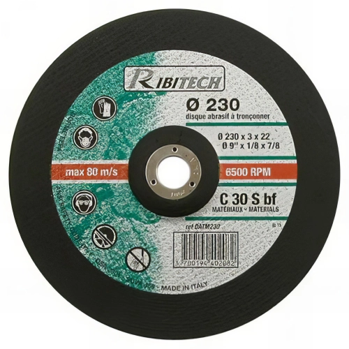 Disque à tronçonner les matériaux à moyeu déporté D. 230 x 3,2 x 22,2 mm - PRDATM230 - Ribitech