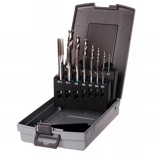 Coffret 14 pcs DIN 371-376 HSS perçage, taraudage M3 à M12 mm - KA300114 - Labor