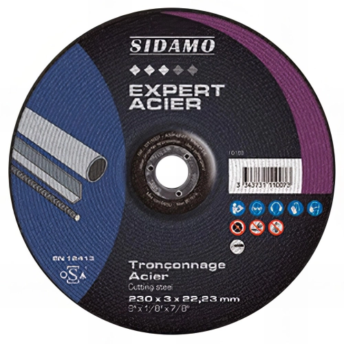 Disque à tronçonner EXPERT ACIER D. 125 x 3 x Al. 22,23 mm - Acier, métaux ferreux - 10111005 - Sidamo