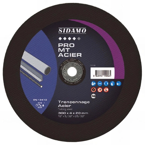 Disque à tronçonner PRO MT ACIER D. 300 x 4 x Al. 20 mm - Acier, métaux ferreux - 10111056 - Sidamo