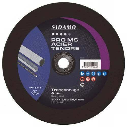 Disque à tronçonner PRO MS ACIER TENDRE D. 300 x 3,5 x Al. 25,4 mm - Acier, métaux ferreux - 10111064 - Sidamo