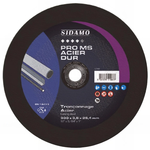 Disque à tronçonner PRO MS ACIER DUR D. 300 x 3,5 x Al. 25,4 mm - Acier, métaux ferreux - 10111067 - Sidamo