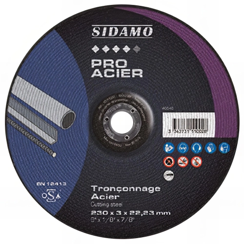 Lot de 5 disques à tronçonner PRO ACIER D. 125 x 3 x Al. 22,23 mm + 1 disque offert - Acier - 10111079 - Sidamo