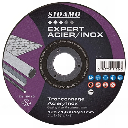 Lot de 5 disques à tronçonner EXPERT ACIER INOX D. 230 x 2,5 x Al. 22,23 mm + 1 disque offert - Acier, Inox - 10111086 - Sidamo