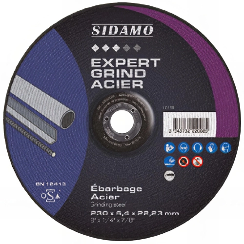 Disque à ébarber EXPERT GRIND ACIER D. 115 x 6,4 x Al. 22,23 mm - Acier - 10222005 - Sidamo