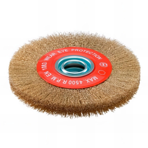 Brosse circulaire D.150 x 20 x 32 mm - Fils de 0,3 mm ondulés en acier laitonné - 10306004 - Sidamo