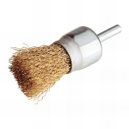 Brosse pinceau sur tige D.25 mm - Fils de 0,3 mm ondulés en acier laitonné - 10314018 - Sidamo