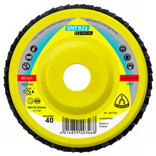 10 disques/plateaux plats à lamelles zirconium SPECIAL SMT 925 D. 115 x 22,23 mm Gr 36 - 321668 - Klingspor