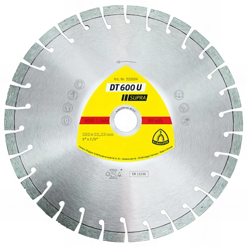 Disque diamant SUPRA DT 600 U D. 180 x 2,6 x Ht. 9 x 22,23 mm - Béton armé / Béton / Matériaux - 322633 - Klingspor