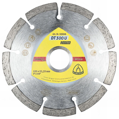 Disque diamant EXTRA DT 300 U D. 125 x 1,6 x Ht. 7 x 22,23 mm - Béton / Matériaux - 325346 - Klingspor