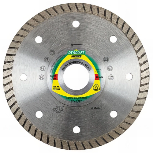 Disque diamant SPECIAL DT 900 FT D. 115 x 1,4 x Ht. 7 x 22,23 mm - Grès cérame / Faïence / Granit - 325392 - Klingspor