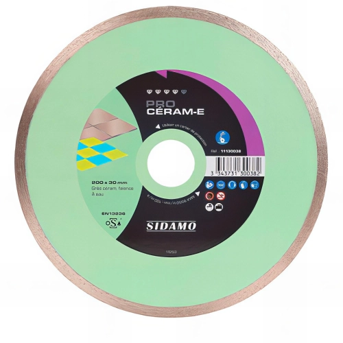 Disque diamant PRO CÉRAM-E D. 180 x 30 x H 7 mm Grès céram / faïence - 11130037 - Sidamo