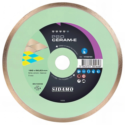 Disque diamant PRO CERAM-E D. 180 x 22,23 x h 7 mm - Grès céram, faïence