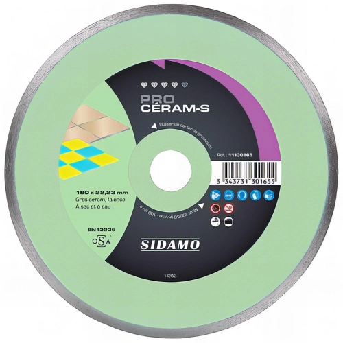 Disque diamant PRO CERAM-S D. 180 x 22,23 x h 5 mm - Grès céram, faïence