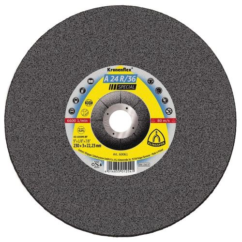 25 disques à tronçonner MD SPECIAL A 24 R 36 D. 230 x 3 x 22,23 mm - Acier inoxydable - 60061 - Klingspor