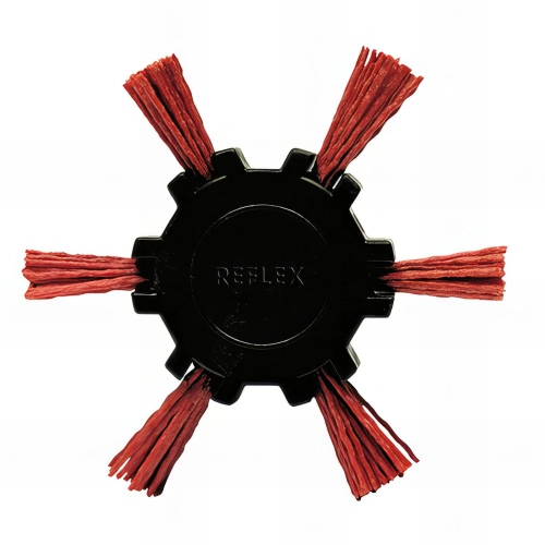 Lot de 10 brosses éventails sur tige fil nylon décapage doux bois/métal D. 100 mm - Q.6 mm - Ep.23 mm - Gr.80 - 140.101V - Leman