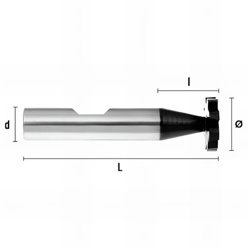 Fraise métal pour rainurer HSSE DIN850D D. 19,5 x Lt. 63 x lu. 6 x di. 10 mm Q. DIN 1835B