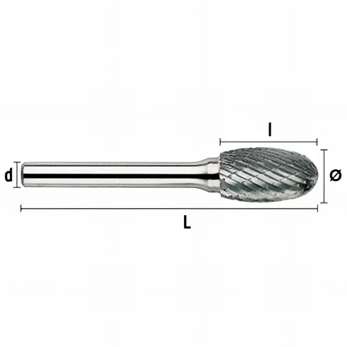 Fraise métal rotative ovale D. 3 x Lt. 38 x lu. 6 x di. 3 mm