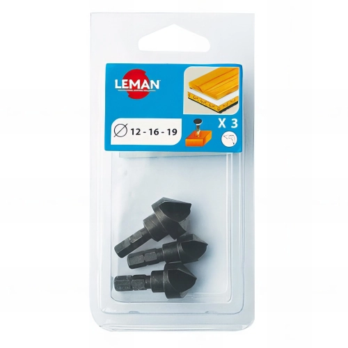 Lot de 3 fraisoirs D. 12,16,19 mm pour bois - 61700.03 - Leman