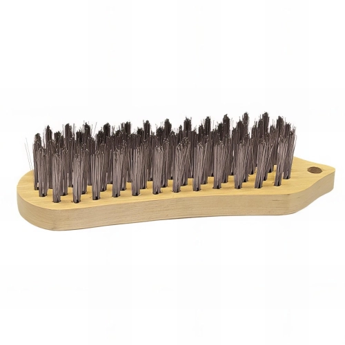 Lot de 8 brosses manuelles en bois fil acier 0,35 mm pour bois, métal et pierre - Décapage dur - 710.202 - Leman