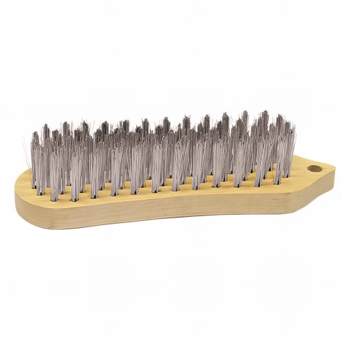 Lot de 8 brosses manuelles en bois fil inox 0,30 mm pour bois, métal et pierre - Décapage dur - 710.203 - Leman