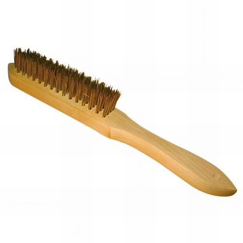 Lot de 15 brosses manuelles manche en bois fil acier laitonné 0,30mm pour bois, métal et pierre - Décapage dur - 720.291 - Leman