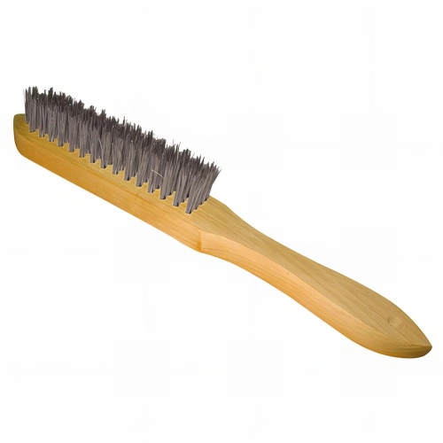 Lot de 15 brosses manuelles avec manche en bois fil acier 0,35 mm pour bois, métal et pierre - Décapage dur - 720.294 - Leman