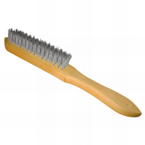 Lot de 15 brosses manuelles avec manche en bois fil inox 0,30 mm pour bois, métal et pierre - Décapage dur - 720.293 - Leman