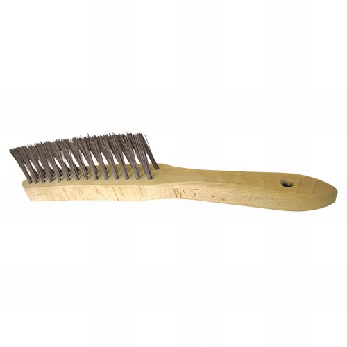 Lot de 8 brosses manuelles en v manche en bois spécial soudure fil acier 0,35 mm pour métal - Décapage dur - 750.232 - Leman