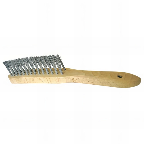 Lot de 8 brosses manuelles en v manche en bois spécial soudure fil inox 0,30 mm pour métal - Décapage dur - 750.233 - Leman