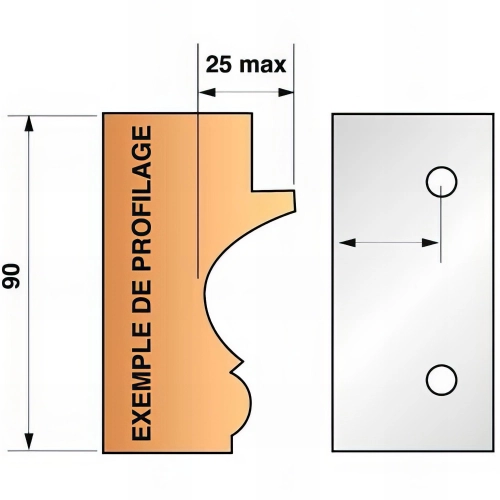 Jeu de 2 fers bruts N°299 pour porte-outils Ht. 90 mm - 955.299 - Leman