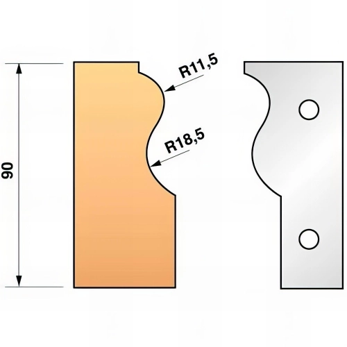 Jeu de 2 fers profilés N°303 pour porte-outils Ht. 90 mm - 955.303 - Leman