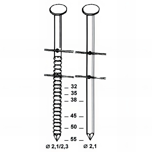 Coil de 19 500 pointes lisses 16° BO 21 D. 2,1 x 38 mm - BO-21381 Alsafix