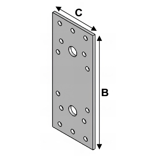 Connecteur plat avec trous (L x l x ép) 135 x 55 x 3,0 mm - AL-CP135055 - Alsafix