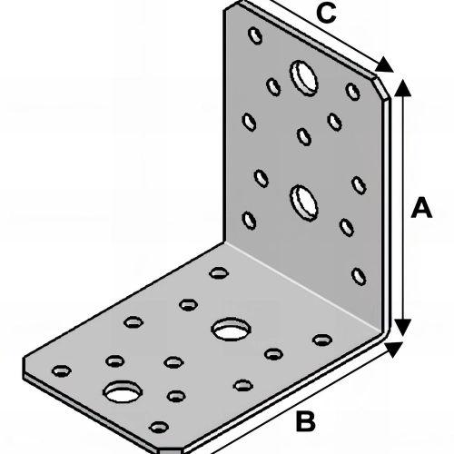 Equerre sans renfort (H x L x l x ép) 90 x 90 x 65 x 2,5 mm - AL-EA09090625 - Alsafix