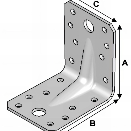 Equerre avec renforts (H x L x l x ép) 70 x 70 x 55 x 2,5 mm - AL-ER07070525 - Alsafix