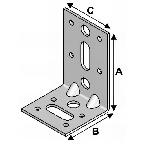 Equerre avec renforts (H x L x l x ép) 85 x 55 x 55 x 1,5 mm - AL-ER08050515 - Alsafix