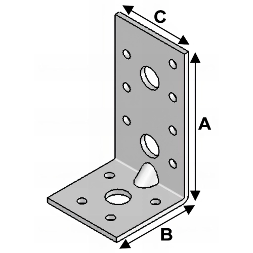 Equerre avec renforts (H x L x l x ép) 90 x 50 x 48 x 3,0 mm - AL-ER09050530 - Alsafix