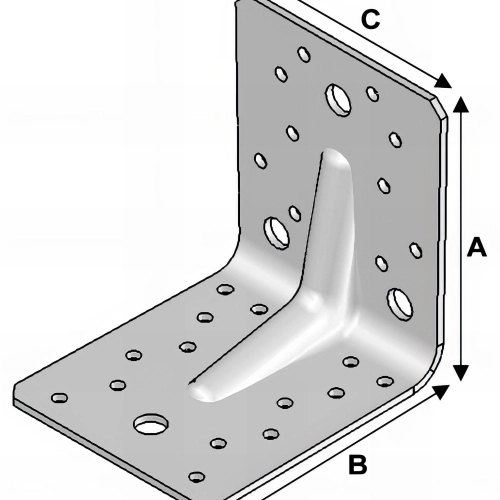 Equerre avec renforts (H x L x l x ép) 105 x 105 x 90 x 3,0 mm - AL-ER10100930 - Alsafix