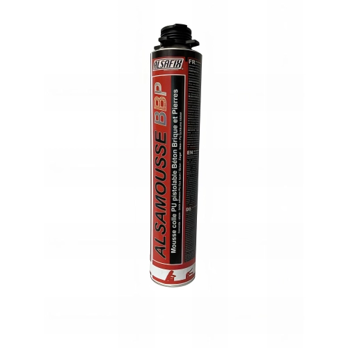 Mousse polyuréthane de collage béton, brique et pierre pistolable ALSAMOUSSE PU BBP 750 ml