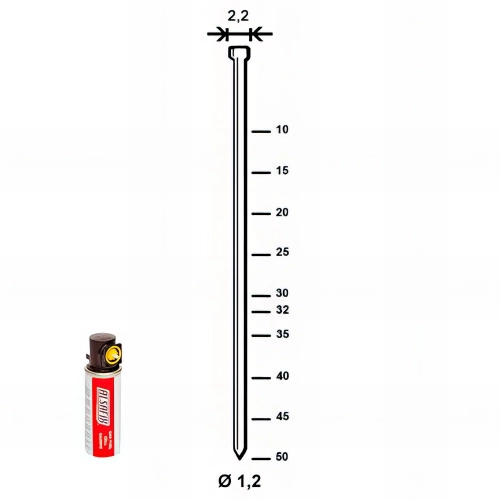 Pack J-10 de 2 000 pointes galvanisées en bande D. 1,2/2,2 x L. 10 mm + 2 cartouches de gaz jaune GAZ0020 - P6J-101 Alsafix