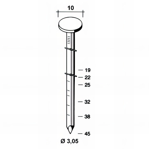 Coil de 7 200 pointes Roofing annelées galvanisées à chaud 16° D. 3,05/10 x L. 19 mm - R163019G Alsafix