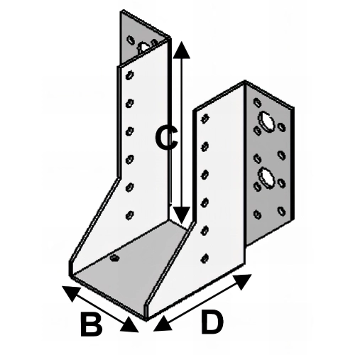 Sabot de charpente à ailes extérieures (P x l x H x ép) 80 x 120 x 190 x 2,0 mm - AL-SE120190 - Alsafix