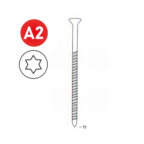 Scrail de 2000 vis INOX Torx (TX) 16° SCRAIL 28/32 x 75 mm - 16S28759 Alsafix